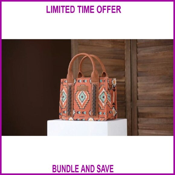 Mini Tote Bag with Woven Design Adjustable Strap Zippered Pockets